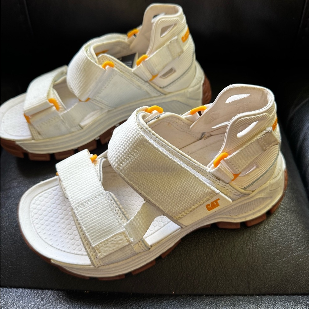 Caterpillar Kids White and Orange Sandals
